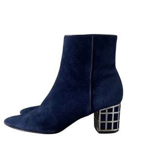 Brian Atwood Dark Blue Suede Heeled Boots